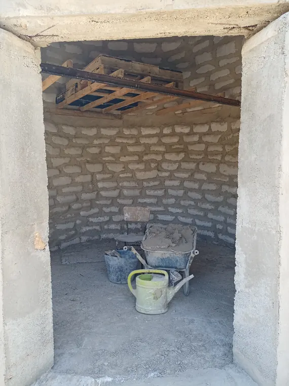 Interior stove inside an earth home